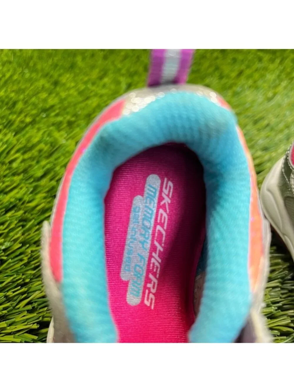 Skechers Skech Air Bungee Toddler Size 5C Silver Pink Athletic Shoes Sneakers